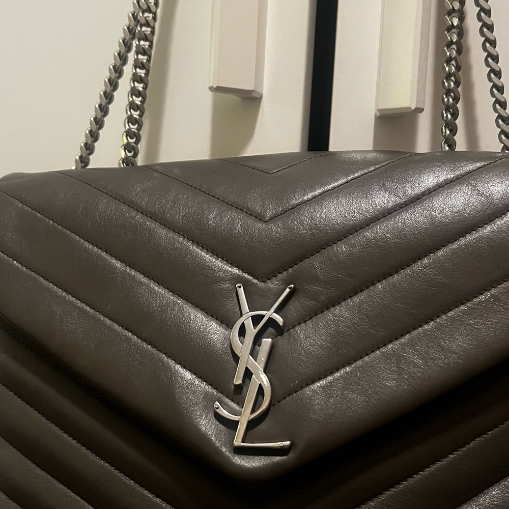 Saint Laurent Dark Gray Leather Bag